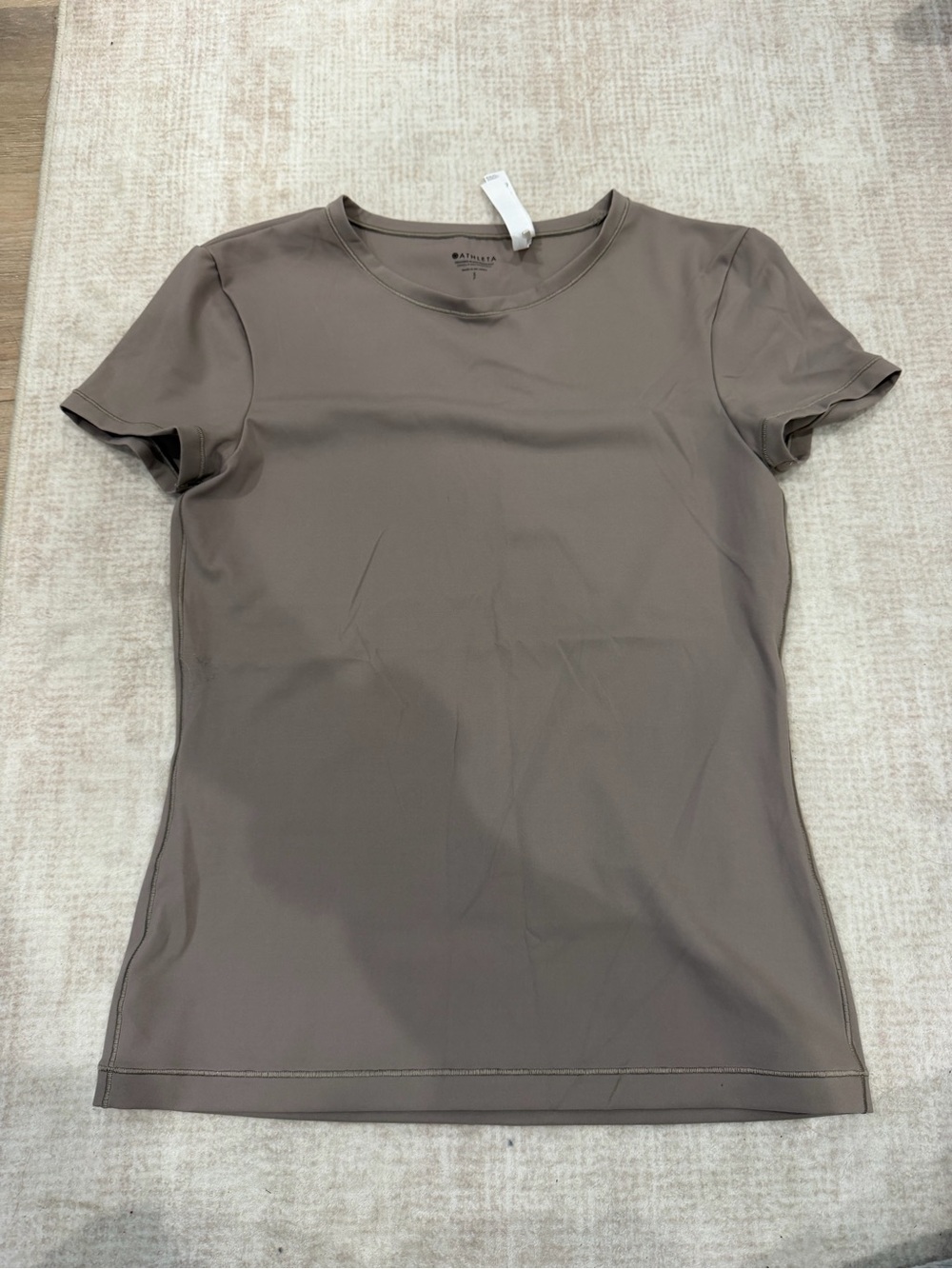 Athleta Short Sleeve Crew Tee - Taupe Brown